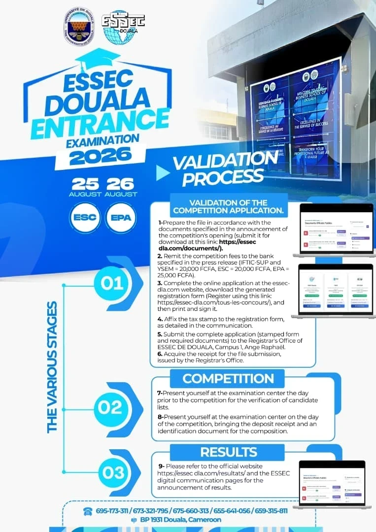 Concours de l'ESSEC DE DOUALA 2026