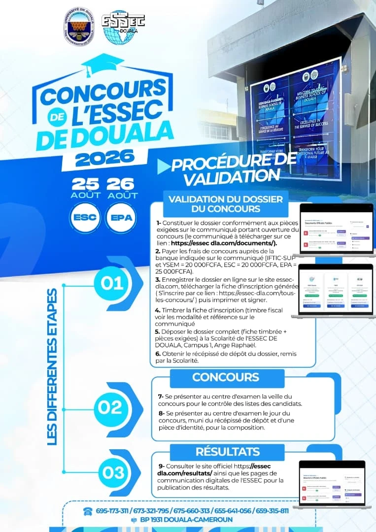 Concours de l'ESSEC DE DOUALA 2026