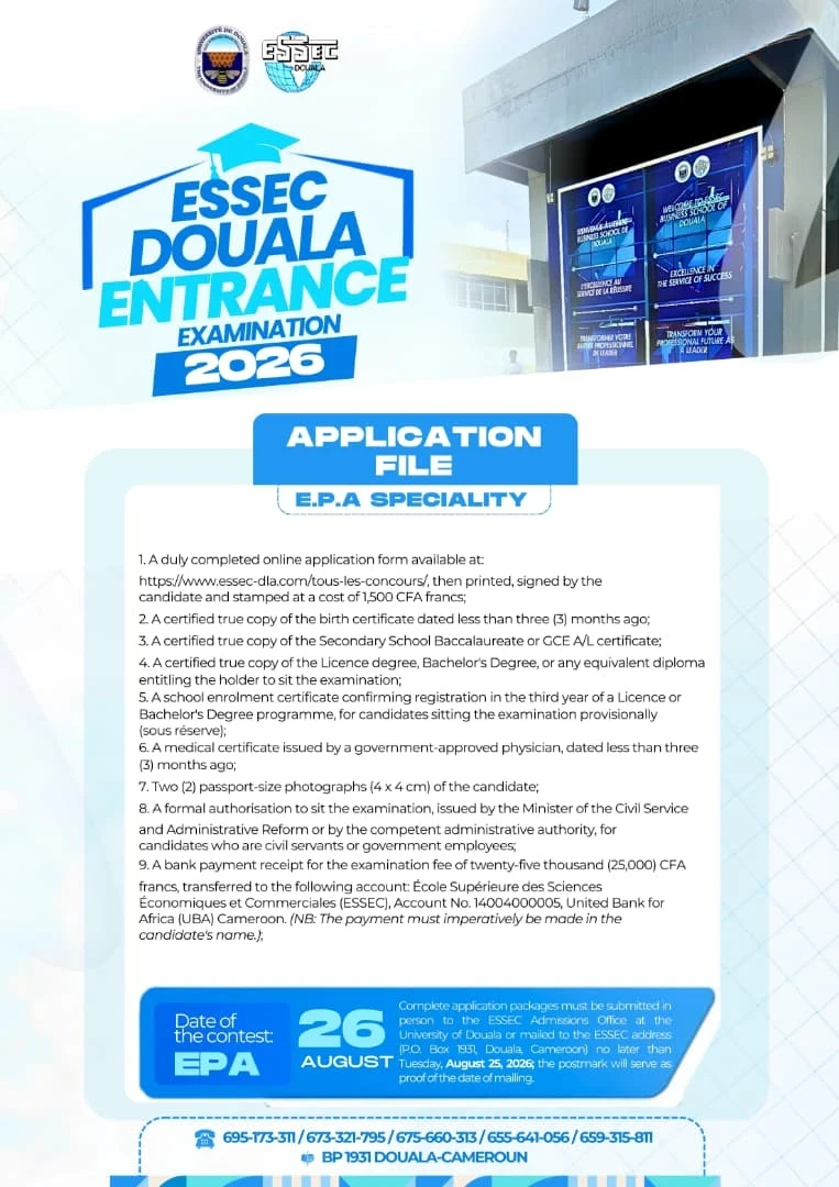 Concours de l'ESSEC DE DOUALA 2026