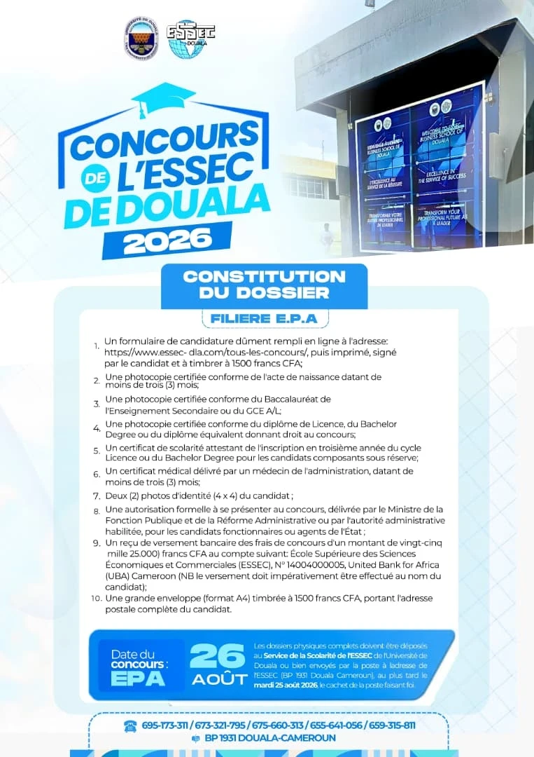 Concours de l'ESSEC DE DOUALA 2026